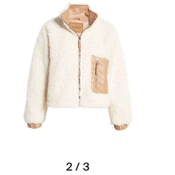 💼NWT Blank NYC Faux Shearling with Faux Leather Trim Bomber Jacket - Picture 2 of 13